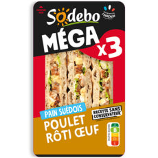 Sandwich Le Méga - Club - Poulet rôti Oeuf x3 / pain suédois