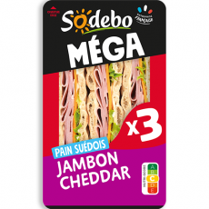 Sandwich Le Méga - Club - Jambon Cheddar x3 / pain suédois