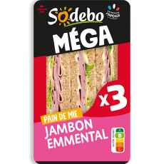 Sandwich Le Méga - Club - Jambon Emmental x3