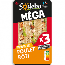 Sandwich Le Méga - Club - Poulet rôti Mayo légère x3